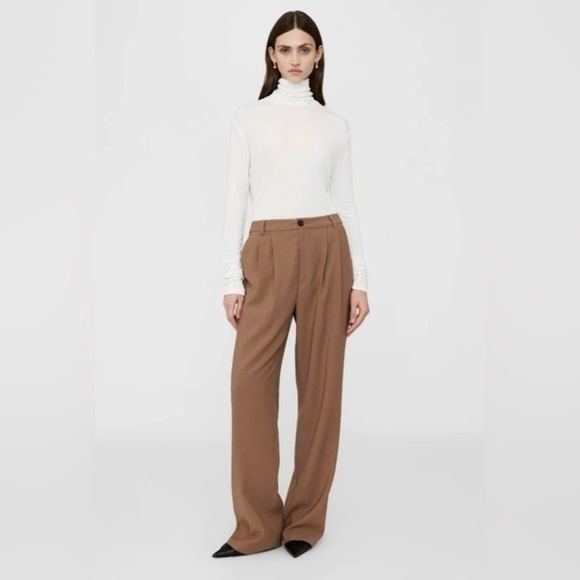 ANINE BING CARRIE PANT IN CAMEL TWILL SIZE 34 - Picture 2 of 8